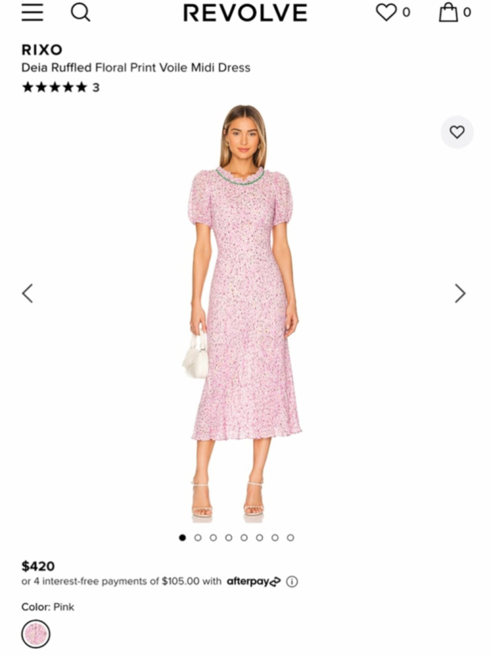 Rixo Deia Pink Floral Ruffled Midi Dress Puff Sleeve Voile Small - Picture 12 of 12